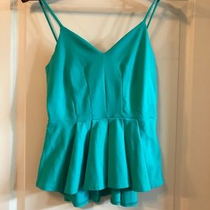 Teal Peplum Bebe Top. Size M